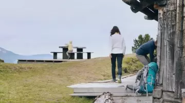 Nylon Climbing Sports backpack in blue used by Lea (Bérénice Bejo) as seen in Three Peaks