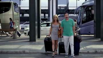 The heeled sandals offset of Audrey Spitz (Jennifer Aniston) in Murder Mystery