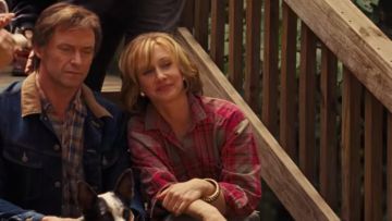 chaqueta vaquera con cuello marrón usada por Gary Hart (Hugh Jackman) en The Front Runner