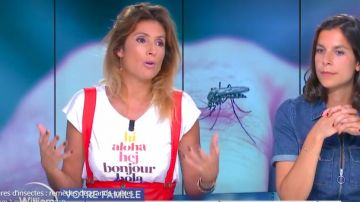 Le pantalon rouge à bretelles de Caroline Ithurbide dans William à midi le 26.06.2019