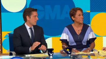 New York & Company Stripe Wrap Sweater Dress worn by Robin Roberts on Good Morning America June 20,2019