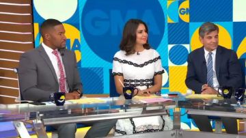 Maje  Rowan Bicolore Lace Dress worn by Cecilia Vega on Good Morning America June 25,2019