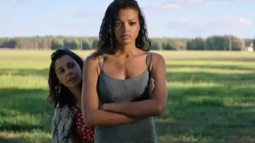 Grey tank top worn by Jane Kano (Ella Balinska) as seen in Charlie's Angels
