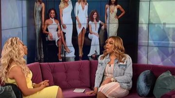 Levi’s Denim “Ex-Boyfriend” zip sleeve trucker jacket worn by Wendy Williams on The Wendy Williams Show June 24,2019