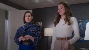 Lisa Perry Rib Knit Cashmere Henley worn by Liza Miller (Sutton Foster) in Younger (S06E03)