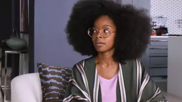 Vintage Round Pink Oversise Eyeglasses worn by Jordan Sanders (Regina Hall) in Little