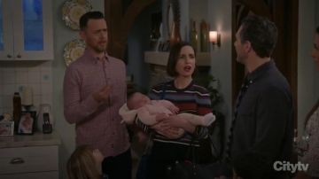 Veronica Beard Palmas Striped Metallic Cropped Sweater worn by Jen (Zoe Lister-Jones) in Life in Pieces (S04E13)