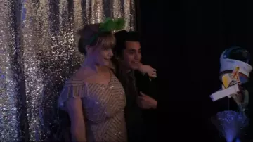 Adrianna Papell Beaded Blouson Gown worn by Rachel Keller in The Society (S01E03)