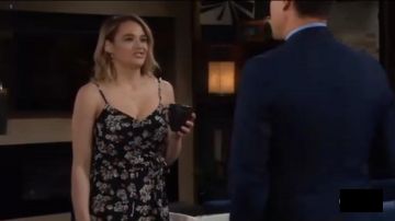 Michael Kors Glam Fleur Cami Jumpsuit worn by Hunter King as seen in The Young and the Restless JUNE 10, 2019