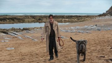 La clásica gabardina larga beige que lleva Yvan Attal en My Stupid Dog