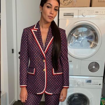 Pants Gucci bordeaux patterned worn by Leïla Bekhti for the Foundation Gala Vogue Paris July 3, 2019