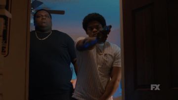 The t-shirt Fila white with black stripes worn by Leon Simmons (Isaiah, John) in Snowfall (3 Season)