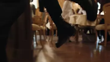 Black Lace Up Block Heel Ankle Boots worn by Anna (Sasha Luss) in Anna