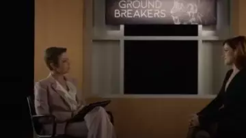 Theory Demitria Pants in Dusty Lilac worn by The Interviewer in WHAT / IF (S01E10)