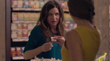 Green Crew Neck 3/4 Long Sleeve Blouse worn by Eve Fletcher (Kathryn Hahn) in Mrs. Fletcher (Season 01)