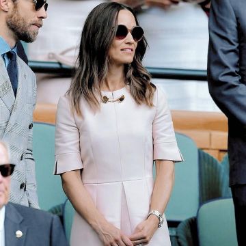 Stella McCartney Pink mini dress worn by Pippa Middleton in Wimbledon July 8, 2019