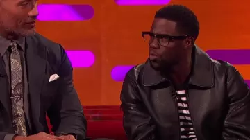 Black and white striped crew neck t shirt worn by Kevin Hart in The Graham Norton Show 08/05/2019