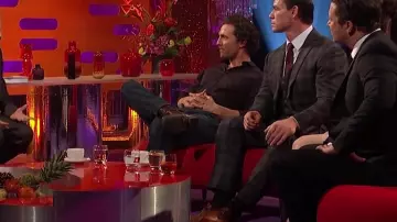 Dark brown long sleeve formal shirt of Matthew McConaughey in The Graham Norton Show 07/12/2018