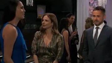 BA&SH Star Metallic Midi Dress worn by Tamara Braun as seen in General Hospital July 8, 2019