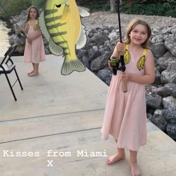 Stella McCartney Banana Patch Dress worn by Harper Beckham Miami Family Vacation June 2, 2019