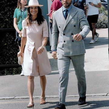 Stella McCartney + Net Sustain Faux Leather Mules worn by Pippa Middleton Wimbledon July 8, 2019