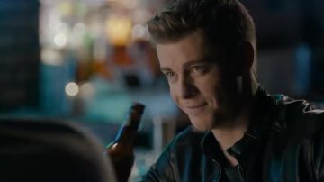 Black leather jacket worn by Derek Klena in The Code (Season 01)