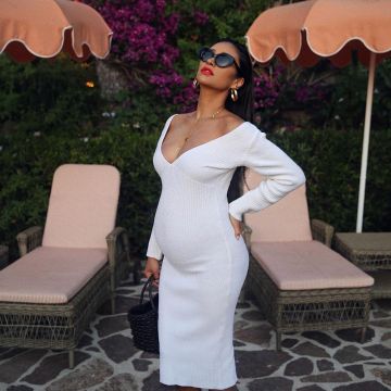 Trois Devon Dress worn by Shay Mitchell Instagram Pic July 5, 2019