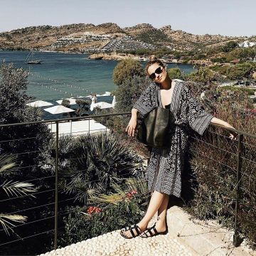 Sea New York Kimono Robe worn by Dianna Agron Bodrum July 6, 2019