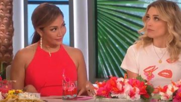 Alice + Olivia Kristy Halter Neck High/Low Dress worn by Carrie Ann Inaba on The Talk JULY 9, 2019