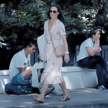 Ba&Sh Tais Tiered Leaf Print Dress worn by Pippa Middleton London July 4, 2019