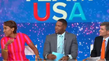 Carolina Herrera  Striped Knit Pleated Dress worn by Robin Roberts on Good Morning America July 09,2019