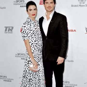 Atelier Swarovski Marina White Satin Clutch worn by Nikki Reed Sports Humanitarian Awards July 9, 2019