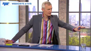 Camisa multicolor a rayas de manga larga usada por Jeremy Vine en Jeremy Vine en Channel 5 - 10/07/2019