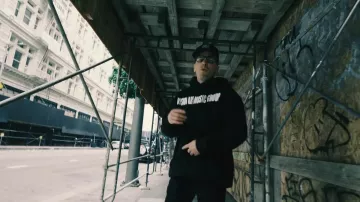 Visionary baic black hoodie worn by Logic as seen in his Homicide music video feat. Eminem