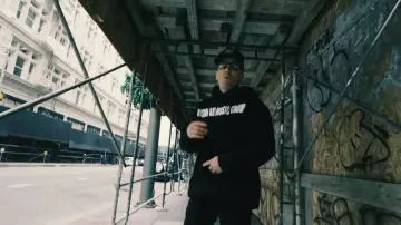 Visionary baic black hoodie worn by Logic as seen in his Homicide music video feat. Eminem