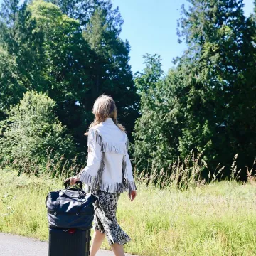Stella Mc­Cart­ney Fringed faux leather jacket worn by Alex Merrell on her Instagram account @alex.merrell