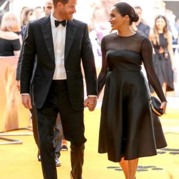 Jason Wu Collection Mesh Panel Flared Dress worn by Meghan, Duchess of Sussex The Lion King European Premiere July 14, 2019