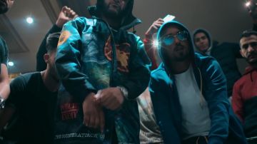 The bomber jacket Supreme Undercover/Public Enemy Heuss the Bastard in the clip TIKKA Artist