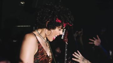 Red Bandana worn by Cheyenne Haynes in BLOW music video by Ed Sheeran with Chris Stapleton & Bruno Mars
