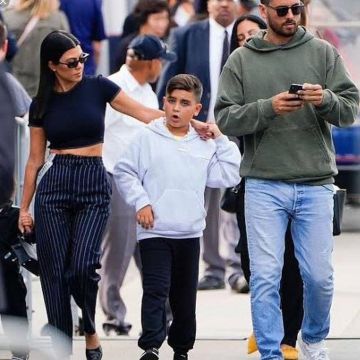 Balenciaga Kids Speed Logo Sock Sneakers worn by Mason Disick  New York City September 30, 2018