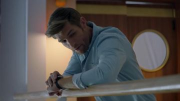 Black leather strap wrist watch worn by Liam McIntyre in See You Soon