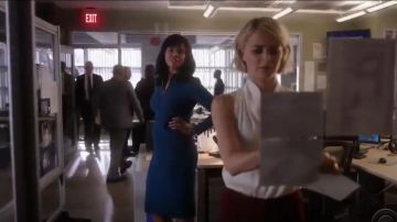 Escada Long Sleeve Zip Front Mid Length Sheath Dress worn by Lt. Jasmine Gooden (Sharon Leal) in Instinct (S02E01)