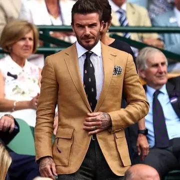 Ralph Lauren Linen Sport Coat worn by David Beckham Wimbledon July 11, 2019