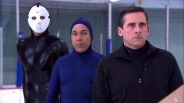 Shiny Black Bodysuit of Jim Halpert (John Krasinski) in The Office (S07E17)