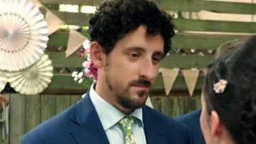 Slim Green Floral Necktie worn by Marvin (Adam Shapiro) in Ode to Joy