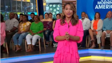 Saloni Tilly Robe portée par Ginger Zee sur Good Morning America, le 16 JUILLET 2019