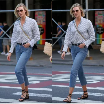 Ancient Greek Sandals Satira Leather Sandals worn by Karlie Kloss New York City July 13, 2019