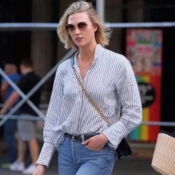 Chanel Black Leather bag worn by Karlie Kloss New York City July 13, 2019