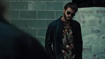 Black leather jacket worn by Moe (Liam Hemsworth) in Killerman