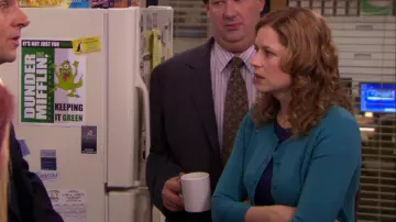 Teal Cardigan of Pam Beesly (Jenna Fischer) in The Office (Season 05 Episode 21)